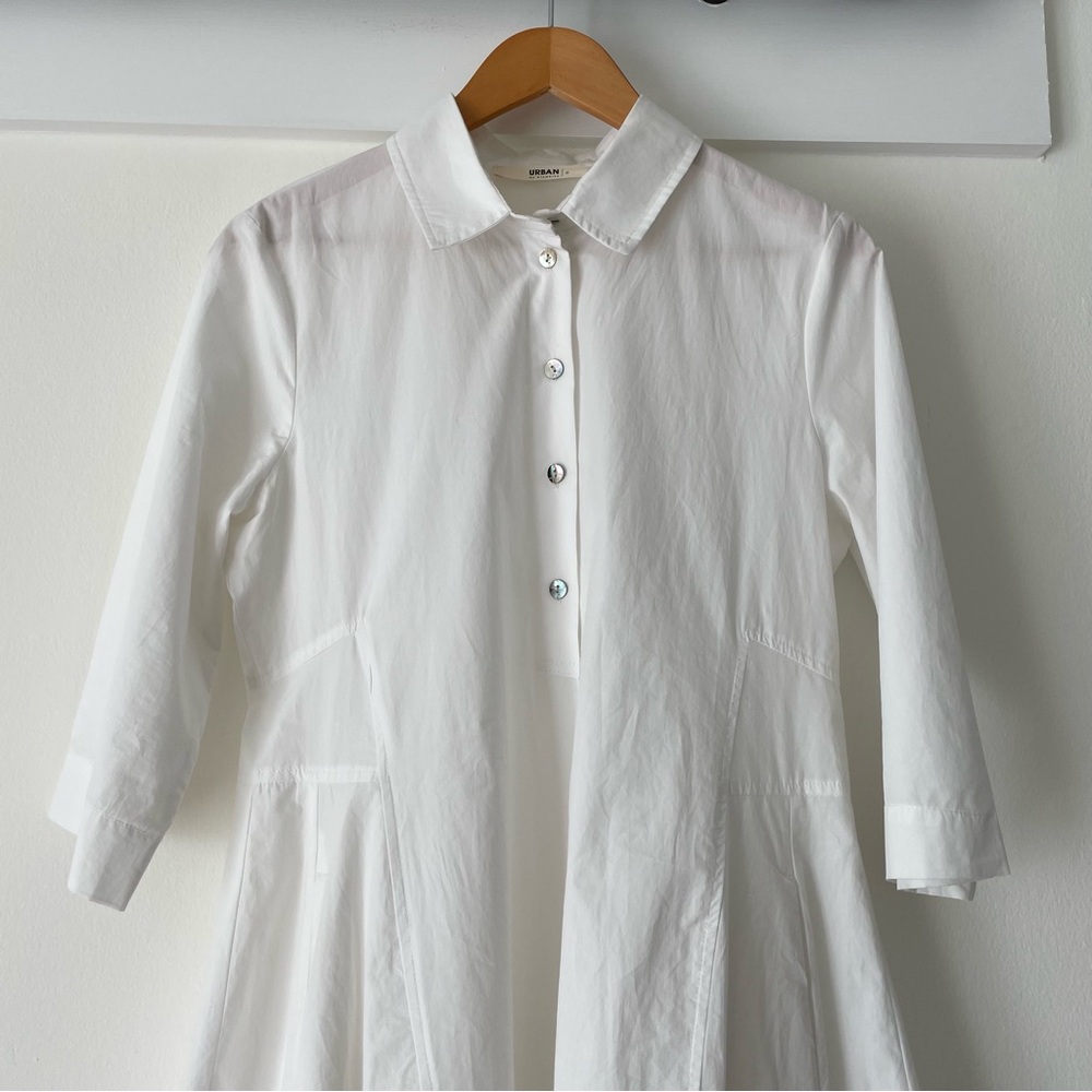 Alembika Urban Collection White Cotton Shirt Dress Women's Size Medium